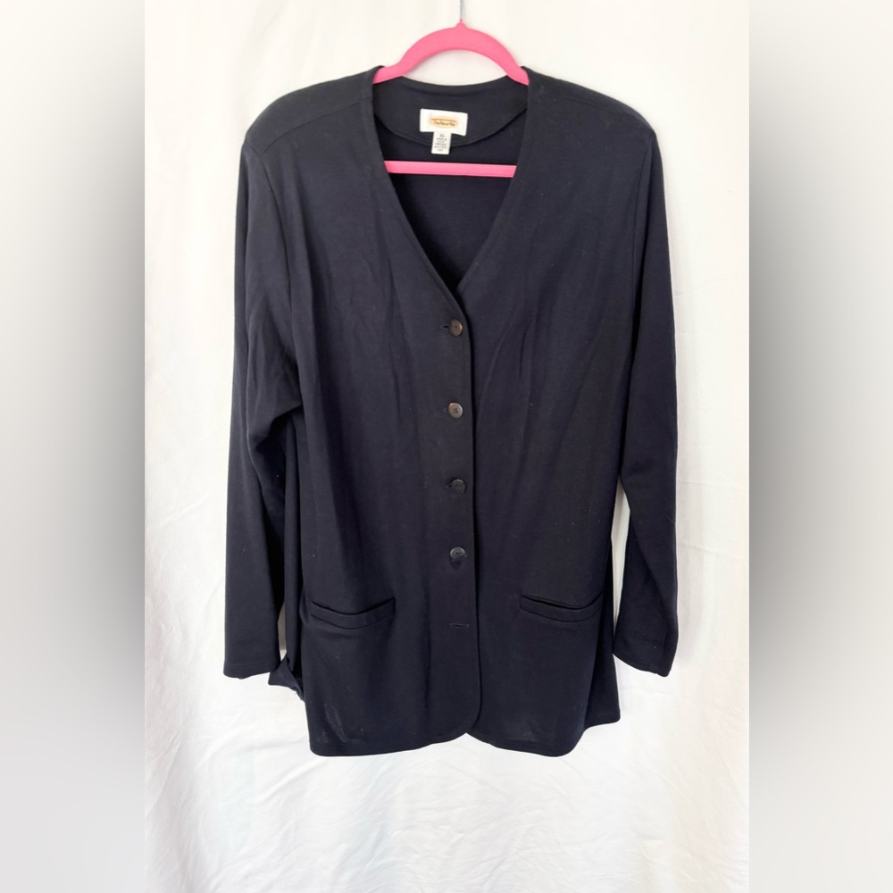 Talbots dark navy Button-Up vintage knit blazer XL